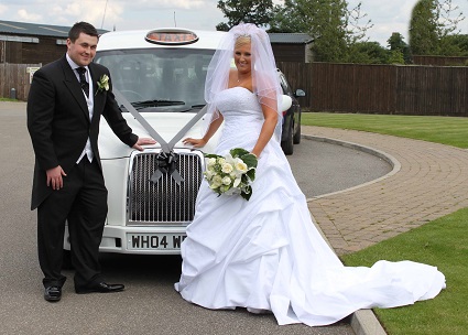 white wedding taxi